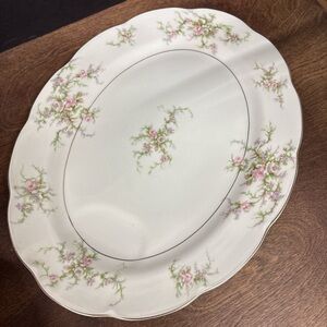 Theodore Haviland White Porcelain Serving Platter with Pink Rosalind Floral